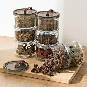 2pcs Three-Layer Handheld Sealed Spice Storage Containers, Kitchen Home Szechuan Pepper Seasoning Jar, Dry Ingredient Seal Box