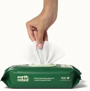 Earth Rated Textured Pet Wipes for Dogs & Cats, Cleaning and Odor-Controlling Grooming Wipes for Paws, Body, and Butt, Unscented, 100 Count