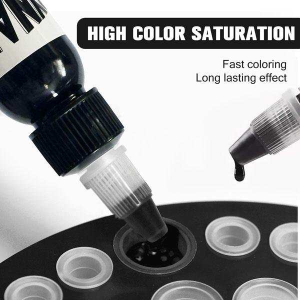 14-piece suit tattoo ink has high saturation, is easy to color, and is waterproof and never fades. It is a must-have for 3D makeup, tattoo,skin care and body art, which opens up unlimited possibilities for professional tattoo creation.