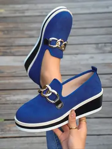 Women's Fashionable Plain Color Wedge Boots, Casual Comfortable Platform Shoes for Daily Wear, Female All-match Trend Shoes for Daily Wear, Girl, Boho Style Wedge