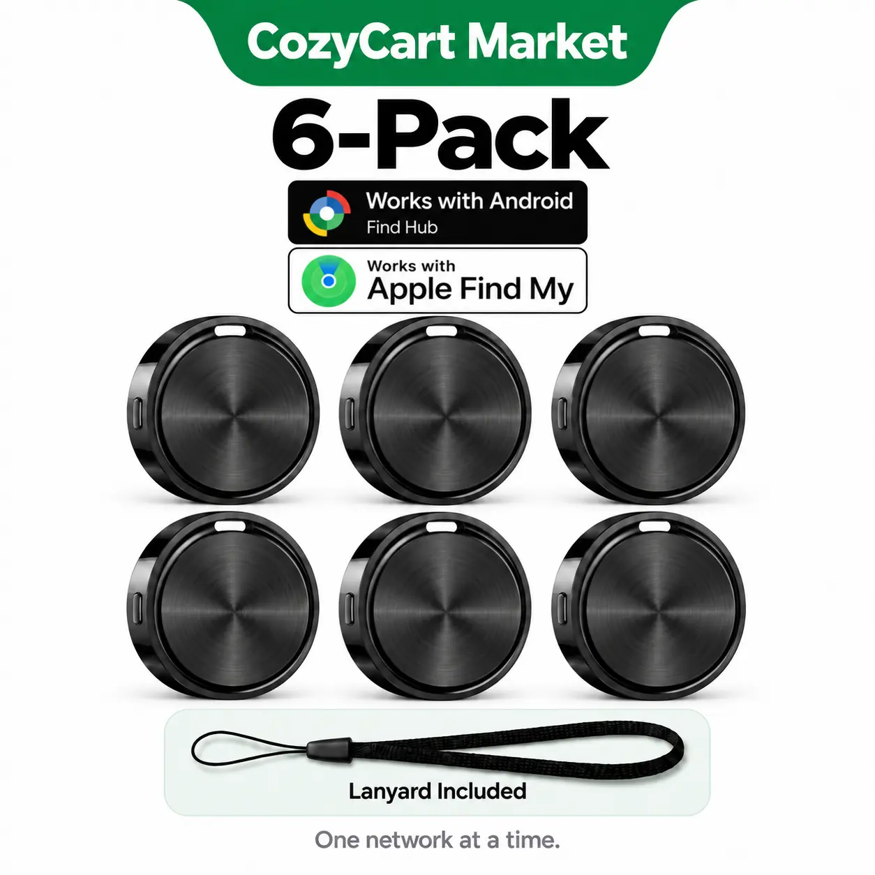 CozyCart Tracker-A smart, battery-replaceable wireless tracker the size of a bottle cap; Apple + Android FindMy Compatible, AirTag Alternative, Slim EDC Accessory, Top Tech Gift