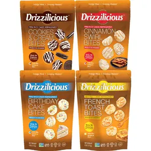 Drizzilicious Mini Rice Cake Bundle (4oz Bags) – Cookies & Cream, Birthday Cake, Cinnamon Swirl & French Toast – Healthy Sweet Treat