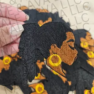 Black Girl Pony Tail  Hat Patch (3 Patches)