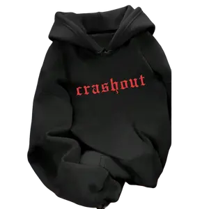 Women's Crashout Letter Print Hoodie, Casual Loose-Fit Pocket Sweatshirt, Soft Fabric for All Seasons, Fashion Outdoor Daily Wear