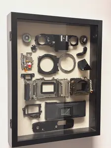 Deconstructed 35mm Camera Shadow Box Art - Retro Wall Decor - Camera Blue Print