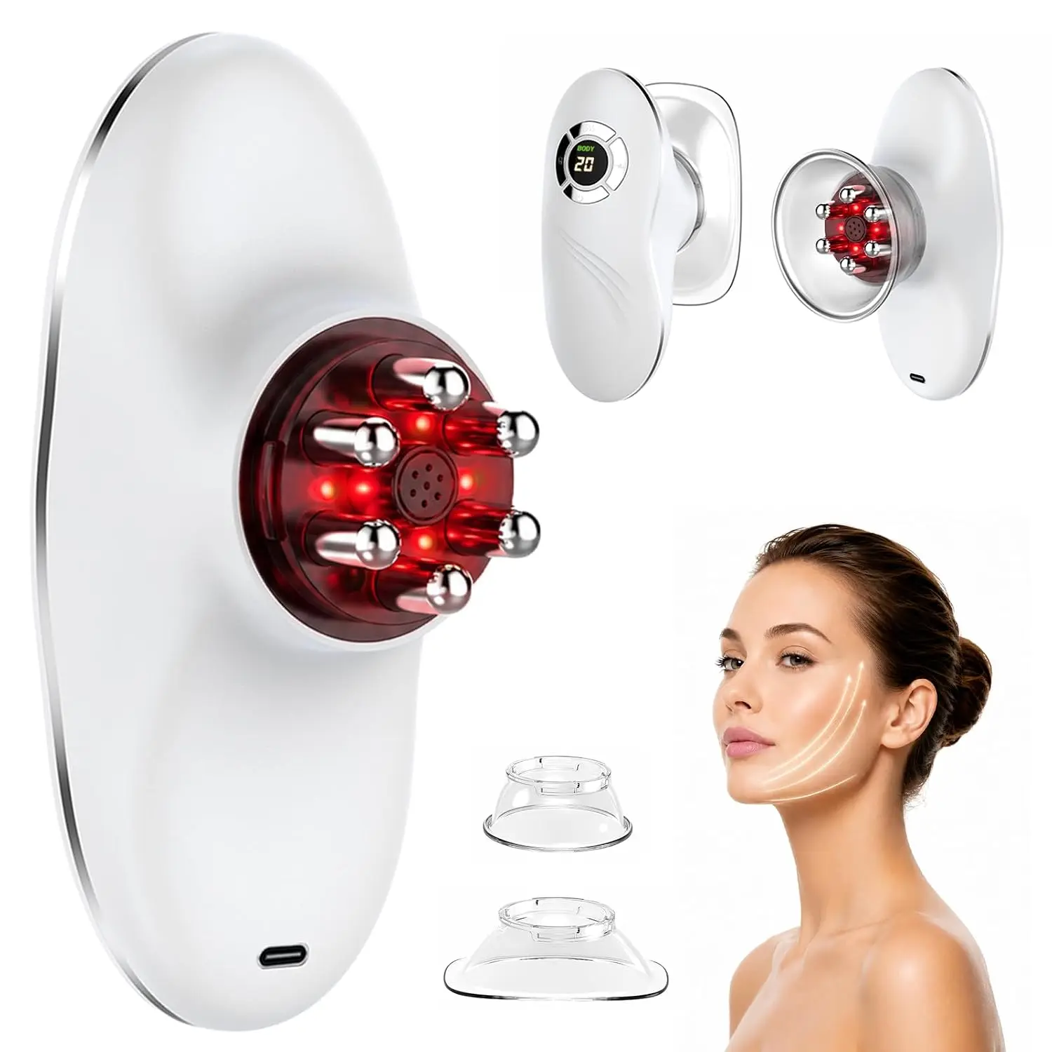 Electric Cupping Massager, Face and Body Care Tool with Heat, Adjustable Suction and Gua Sha Function for Home Beauty Routine