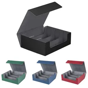 3-row Games Sports Star Cards Storage Box, 1 Count Magnetic Close Box Case for Trading Cards, Pu Leather Cards Protectors for Tcg, Mtg, Basketball Cards, Card Hobby Box