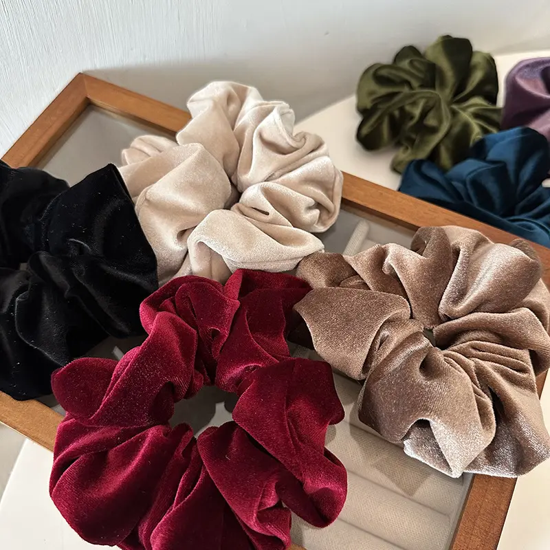 Oversized Velvet Scrunchie for Fall Winter |     Big Soft Hair Tie for Women, Strong Hold Gentle No-Dent Ponytail Band, Thick Hair Friendly Accessory