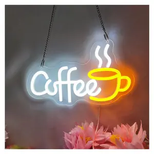 Sign Illuminated Coffee Neon Sign LED Sign For Coffee Shop Restaurant Cafeteria Cafe Luminous Business Neon Lights Room 28x17cm Sign Illuminated
