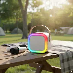 Portable Karaoke Speaker Set with Wireless Microphone, RGB Light Effects, Home Ktv Machine, Compatible with Android/iOS Systems