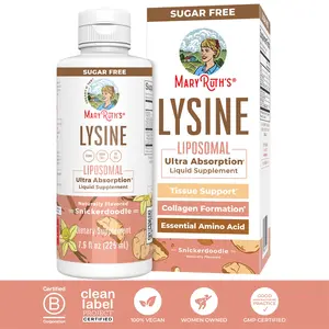 Vegan Lysine Supplement by MaryRuth's - Ultra Absorption - L Lysine 500mg - Vegan Collagen Formation Support - Essential Amino Acid - 30 Servings