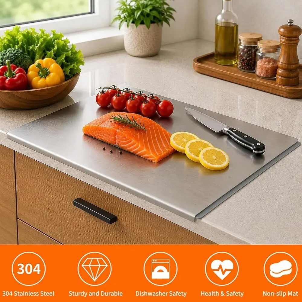 Anti-germ Stainless Steel Chopping Board, Non-slip Kitchen Cutting Board, Household Food Prep Surface, Kitchen Gadgets, Sanitation Cooking Tools