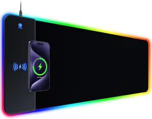 RGB Gaming Mouse Pad With 15W Wireless Charging, Extra Large LED Mousepad, 14 Light Modes, XXL Size, Ergonomic Computer Pad, Non-Slip Rubber Base for Laptop, Gifts for Gamer/Men