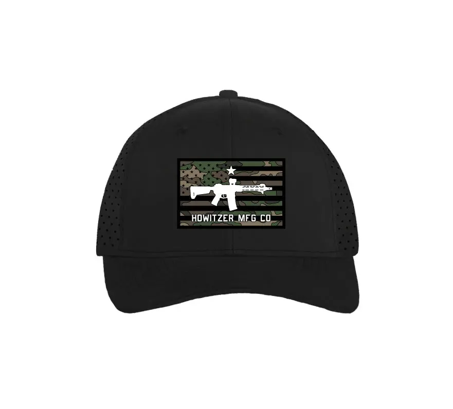 Howitzer Men's Camouflage Flag Polyester Snapback Hat with Mesh Back, Mid-Profile Unisex Fit for Casual Wear, Flag Graphic, Universal, Camo Hats, Baseball Cap, One Size Fits Most