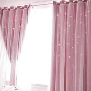 1pc Curtains With Small Star Pattern Perfect For Living Room And Bedroom , Room Darkening Curtains, Great For Festive Decorations And Cute Princess Style Design, Home Decoration Curtain, Window Curtain