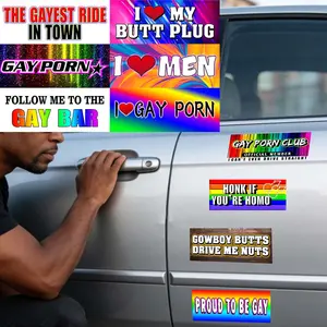 10PCS Funny Self-adhesive Car Decals, LGBTQ+ Pride, Rainbow Prank Car Stickers, Car Decorative Sticker, Waterproof, Sun-resistant, and Durable Vinyl Decals, Suitable for Smooth Surfaces Such As Car Windows, Bumpers, and Motorcycles
