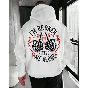I’m Broken Leave Me Alone Hoodie – Dark Humor Skull Graphic T Shirt for Men – Savage Attitude Sweatshirt