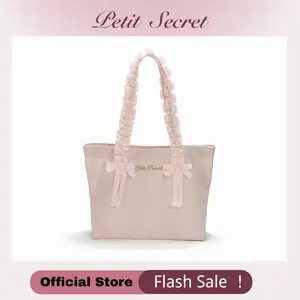 Petit Secret Viral Pink Bow Tote Bag for Women - Large Capacity Laptop Bag for Work, School & College, Cute Ruffled Computer Bag, Spacious Everyday Carry All Purse