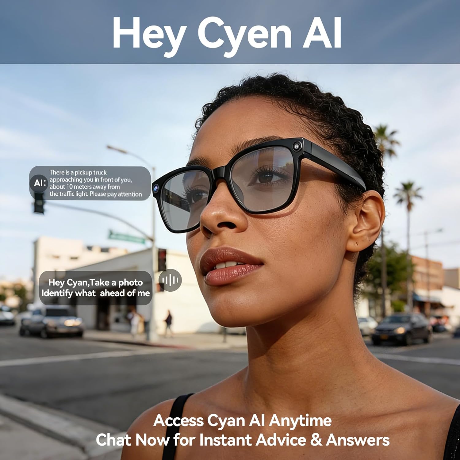 AI Smart Glasses with Camera, 8MP HD Camera Glasses for Men, AI Recording Glasses with Voice Assistant,Open-Ear Audio,Real-Time Translation,Video Recording Sunglasses for Life & Work (Photochromic)