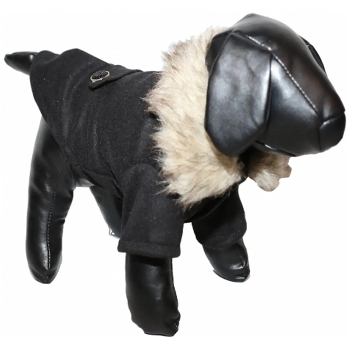 212 MAIN Coast-Guard Wool Pet Coat for Dogs & Cats - Multi-Size, Faux-Fur Collar, Back Snap-Dual Buttoned Closure, Leash Slit, Extra Small Option, Cotton Blend, Easy On/Off Access, Snap Button, Back Buttoning Closure