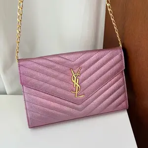 Pre-owned Yves Saint Laurent leather Crossbody Bags monogramme pink envelope crossbody bag