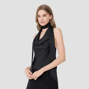 Women's Scarf Cowl Neck Halter Top - Wild Fable Black XS
