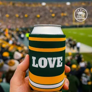 Custom Packers Jersey Can Cooler Sleeve - Personalized Drink Holder with Name - Tailgate, BBQ and Gameday Gift