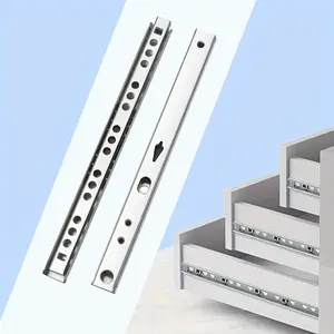 2 Piece Ball Bearing Drawer Slides, Full Extension Design, Metal Construction, Suitable for Cabinets, Dressing Tables, Office Furniture, Silver Color