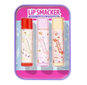 Lip Smacker Holiday Christmas Flavored Lip Balm Original & Best Tin - Moisturizing, Soothing Trio Eggnog, Gingerbread, & Candy Cane