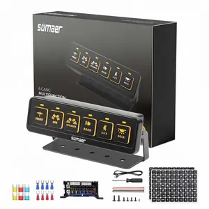6 Gang Wireless Switch Panel-Remote Control for 12V/24V Vehicles, Offroad Light Switch Panel for Truck/UTV/ATV/Boat, Dual Power, 4 Lighting Modes, Waterproof & Easy Install,12-Month Warranty