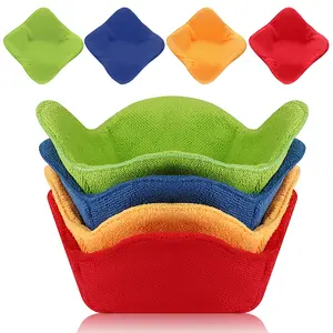 Microwave Bowl Cozy Holders - Set of 4 Microwave Safe Hot Bowl Holders with Heat Resistant Fabric, Soup Bowl Snuggies for Hot & Cold Dishes, Quilted Hot Pads to Prevent Hand Burns, Ideal Kitchen Gift, Kitchenware