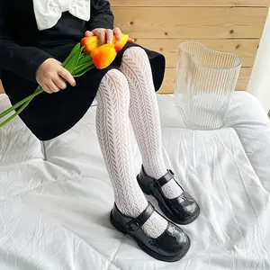 [Soft Stretchy Girls' Tights] 1/2pcs Girls' Soft Stretchy Solid Color Knit Tights |   Breathable Mesh Baby Socks with Elastic Cuff, All-Season Versatile Everyday & Occasions, Hand Wash Only, Cute, Fashionable, Durable, Stylish Footwear, Youngste