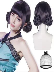 1 piece - Lady's wig, Zoe's double bun, double braid bun design, very suitable for girl group role-playing and anime costumes, including hair caps and close-fitting wigs