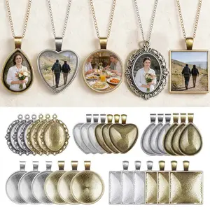 60Pcs Jewelry Making Kit 30Pcs Pendant Trays & 30Pcs Glass Cabochons DIY Craft Set for Necklaces Bracelets 5 Styles Silver Bronze Finish tiktokshopspringglowup