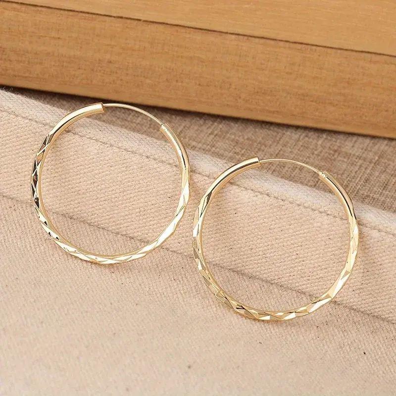 Women's 40MM Twisted Circular Hoop Earrings - Chunky Metallic, Elegant Concise Classic Crafted Costume Jewelry, Circle Shape Rounded Hoops, Versatile for Various Occasions, Sturdy Metal Fashion Accessory, Circle Shape Earrings