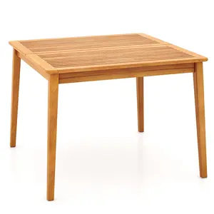 COSTWAY - 40 Inch Acacia Wood Dining Square Bistro Table with 1.96 Inch Umbrella Hole