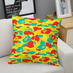 [1 Throw Pillow] 45cm Printed Throw Pillow (Includes Insert) |Vibrant Digital Print Throw Pillow Featuring Bold Camouflage & Iconic Logos, Perfect for Modern Living Room, Sofa, Bedroom, Home Office, Adds Funky Pop Art Style & Colorful Decor Boost
