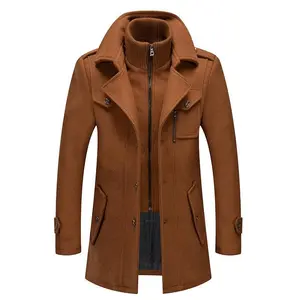 Men’s camel-colored mid-length wool jacket — featuring a notched collar and metal buttons, it’s warm, windproof, and breathable, suitable for daily commuting and casual winter windbreakers. GARMENTARY
