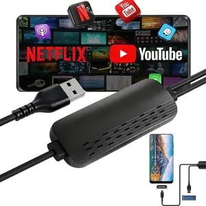 Wireless Carplay Adapter, Screen Mirroring, Supports Siri Control, Phone Charging, Netflix Youtube Tiktok Apps, Navigation Maps, Online Meetings