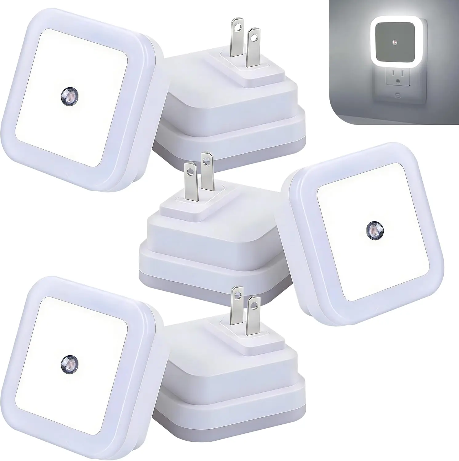 Night Light 0.5W Plug in Night Light Smart Sensor Dusk to Dawn Sensor LED Lamp，Bright Nightlight Auto-On/Off for Kitchen,Bathroom,Bedroom,Hallway,6 Pack （Cool/Warm)