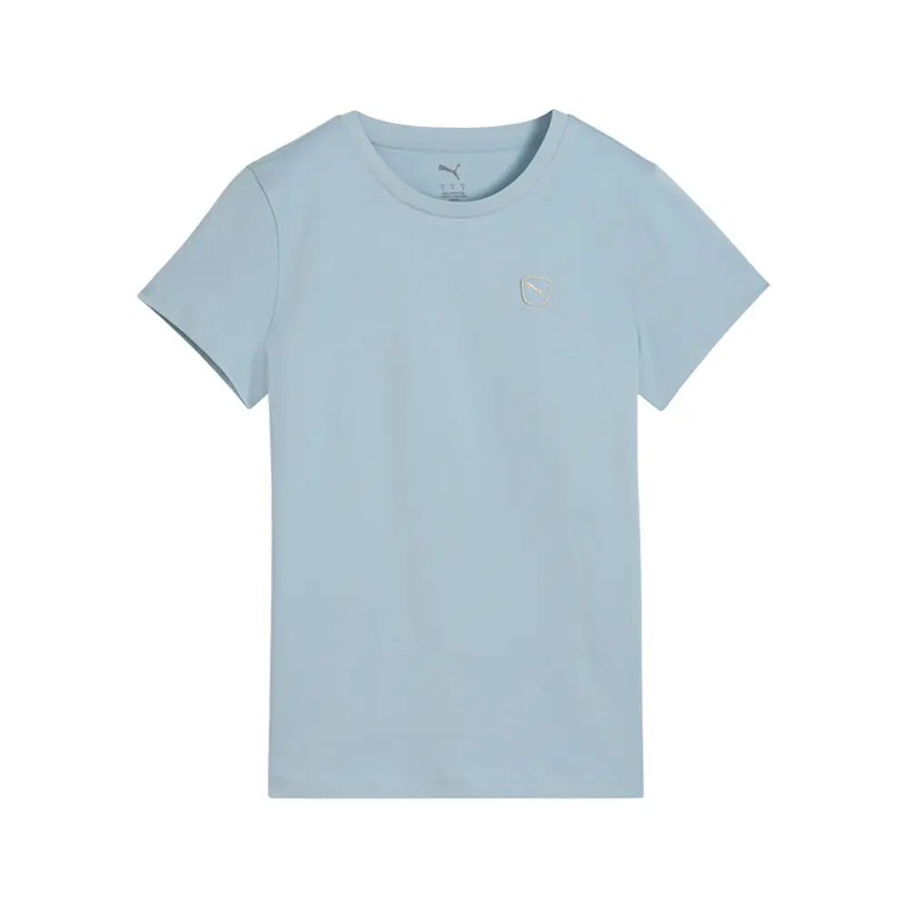 PUMA Womens Elevated Essentials Crew Neck Short Sleeve Casual Tops Casual - Blue