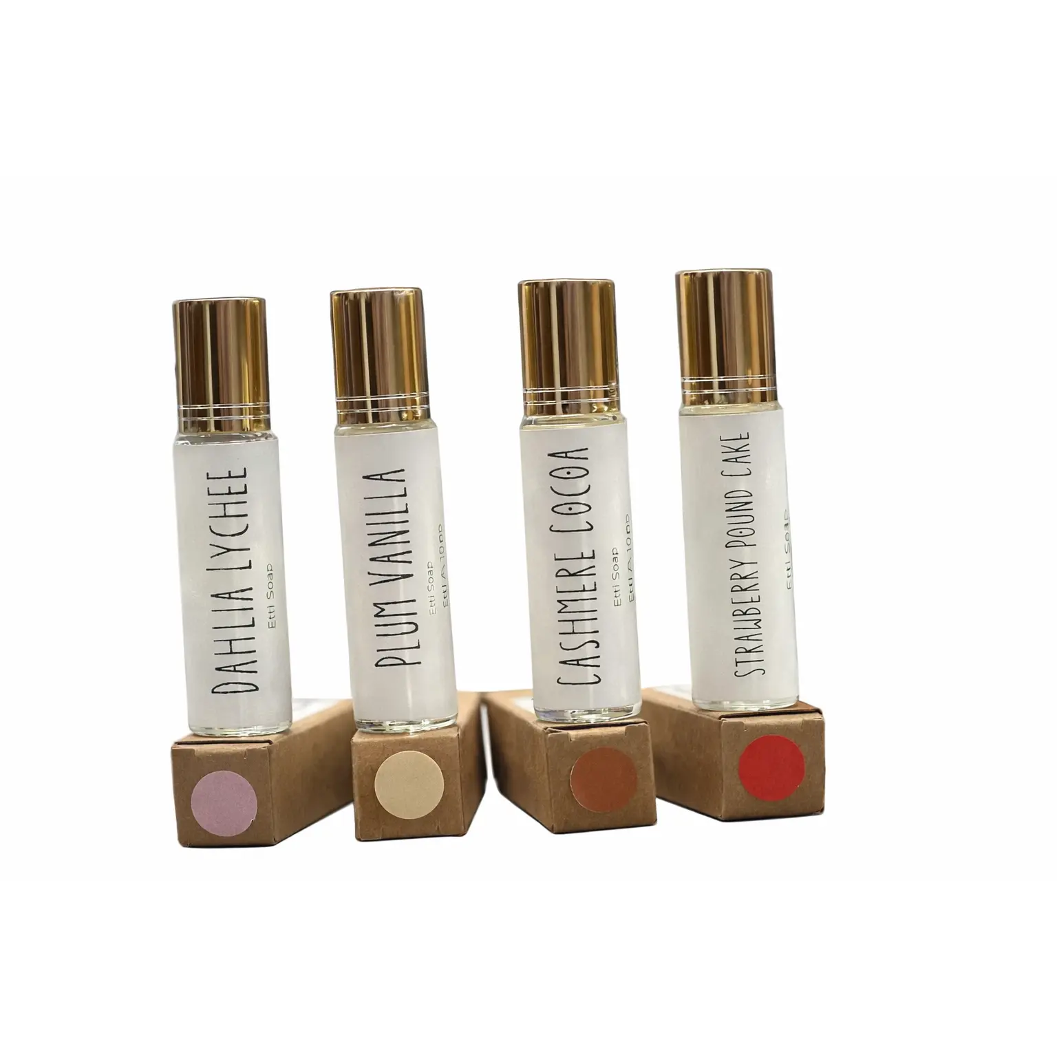Perfume Oil Roll-On 10 ml - Handcrafted Quality Oils for Smooth Application & Travel Convenience - Available in Plum Vanilla, Strawberry Poundcake, Cocoa Cashmere, Dahlia & Lychee Scents