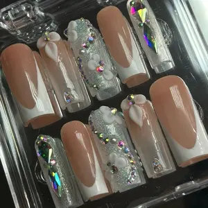 ACRYLIC handmade press ons - Pearl Petals