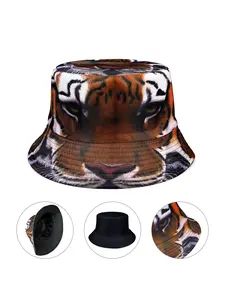 Tiger Pattern Double-Sided Fisherman Hat, Fashionable Unisex Sun Protection Cap, Trendy Print Outdoor Activity Hat