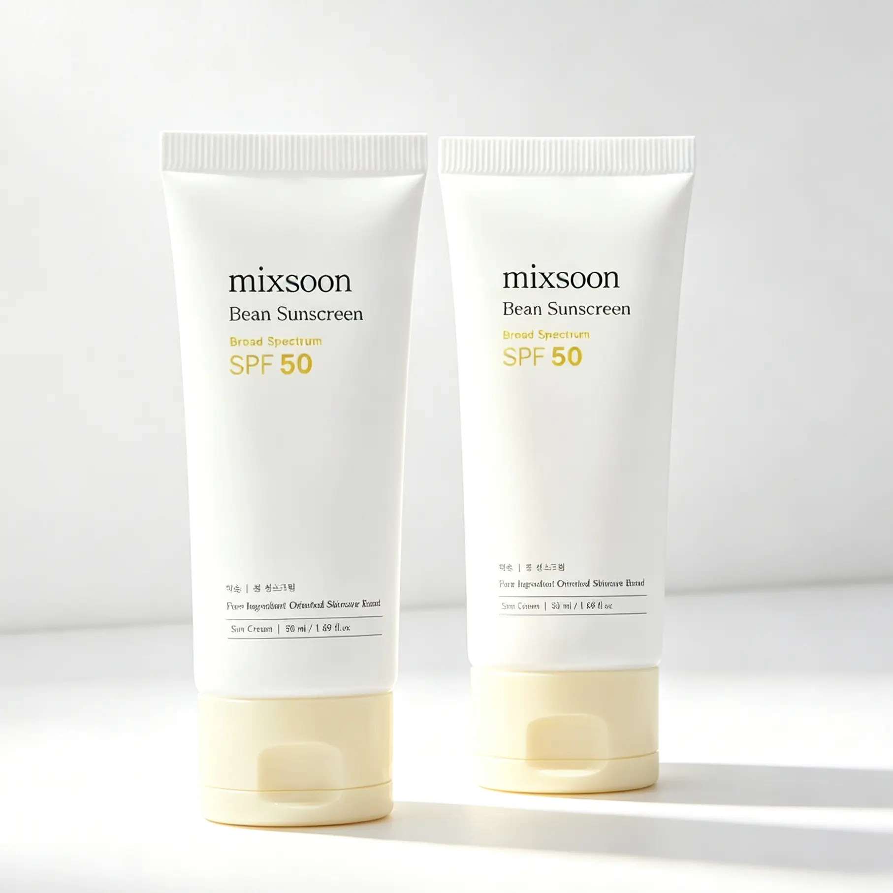 [mixsoon] Airy Bean Facial Sunscreen, 1.69 fl.oz - Gentle SPF50 UV Protection, No White Cast, Lightweight, Hydrating for Daily Makeup Layering