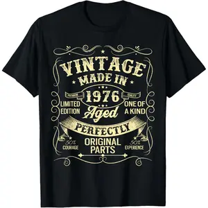 Vintage 1976 Made Or Born In 1976 Original Parts Birthday T-Shirt,Made in USA
