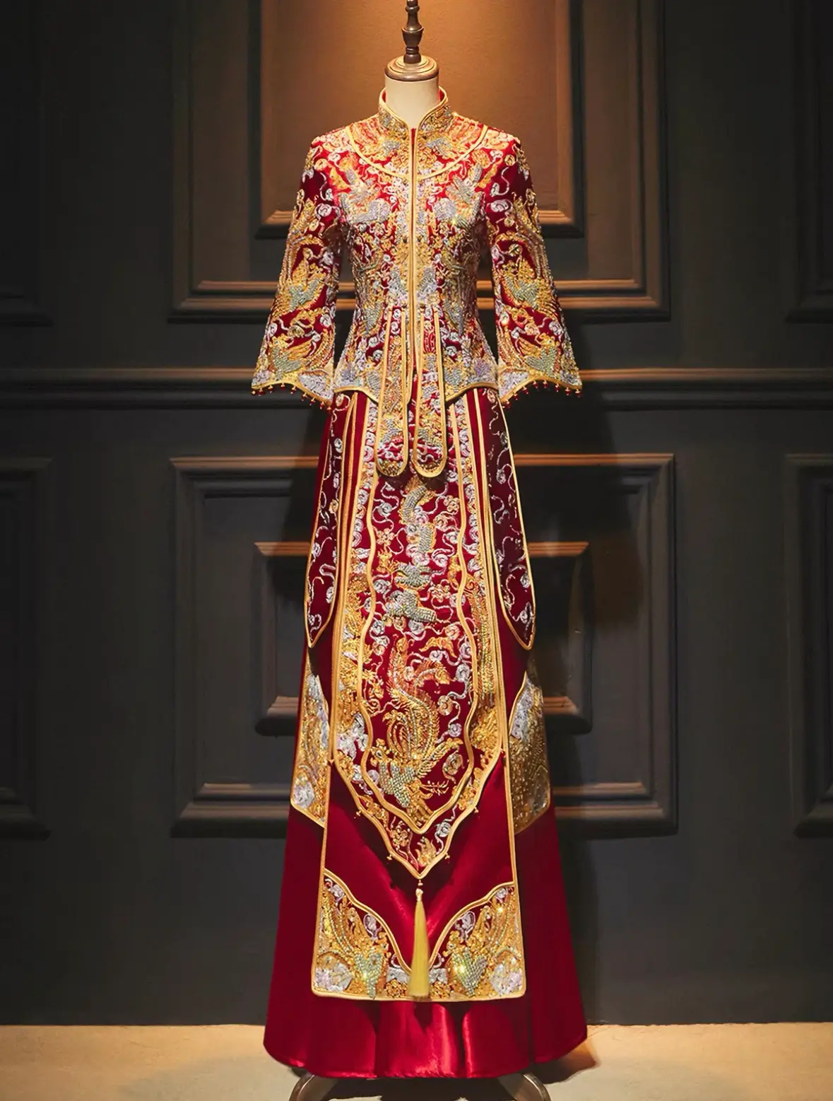 Custom Chinese Xiuhe Wedding Dress, Traditional Red Bridal Xiuhua Suit, Light & Heavy Embroidery Phoenix Wedding Outfit, Multiple Styles Available Chinese Xiuhe Bridal Gown | Custom Size, Simple & Luxury Heavy Embroidery Styles