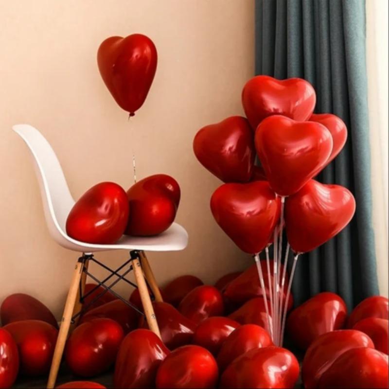 30 Romantic Heart Balloons, 10 Inch Latex Non-Burst Heart Balloons, Perfect for Valentine's Day, Reusable, Wedding, Birthday, Indoor Celebrations