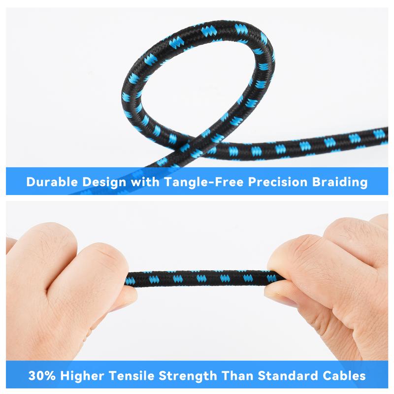 Tomorotec 3-Pack 10ft Braided Guitar Cables for Electric Guitar, Bass, Microphone, Speaker, Mixing Console, 1/4" Interface Instrument Cables with Durable Copper & PE Build and Tangle-Free Tweed Jacket