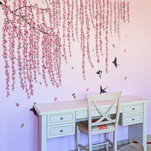 Flower & Bird Pattern Wall Sticker, 4 Counts/set Self Adhesive Wall Decal, Decorative Sticker for Home Living Room Bedroom, Ornaments, Wall Art Stickers
